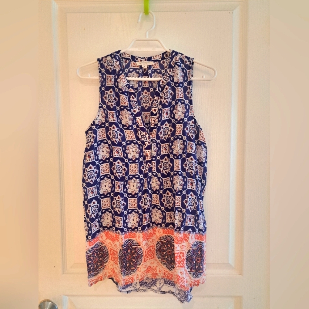 beachlunchlounge Sleeveless Top with Blue and Orange Patterns